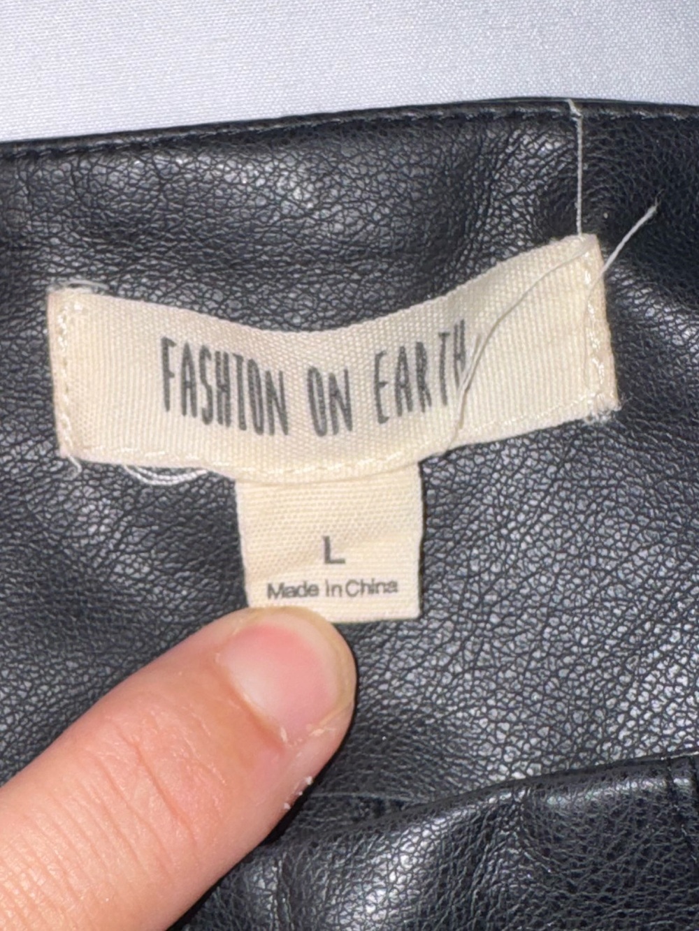 Fashion on Earth Black Faux Leather Mini Skirt | Size Large - Picture 3 of 3